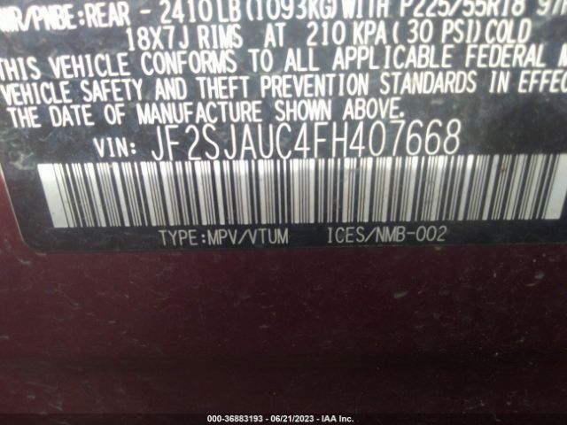 JF2SJAUC4FH407668 Subaru Forester 2.5i Touring