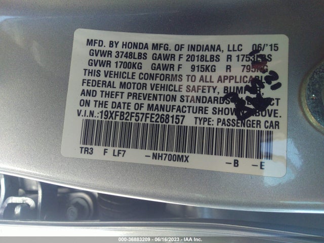 Honda Civic Sedan Lx 2015 19XFB2F57FE268157 Image 9