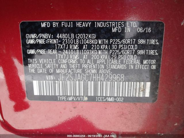 JF2SJAGC7HH429968 Subaru Forester Premium