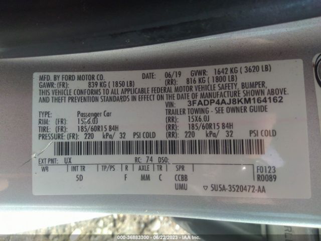 3FADP4AJ8KM164162 Ford FIESTA S