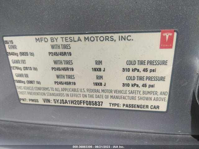 5YJSA1H20FF085837 Tesla Model S 85d/p85d/70d/90d/p90d