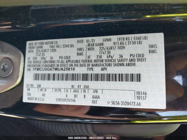 Ford ESCAPE SE 2021 1FMCU0G67MUA25810 Image 9