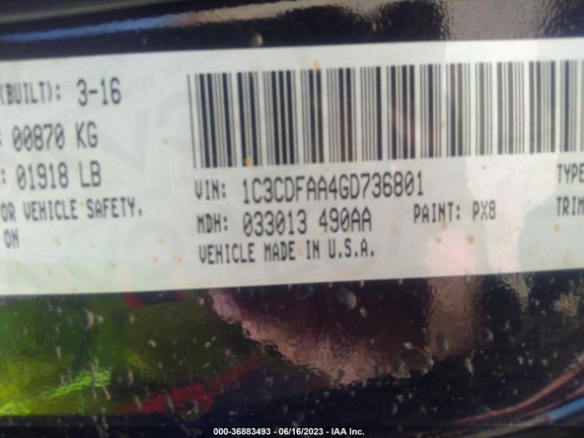1C3CDFAA4GD736801 Dodge DART SE