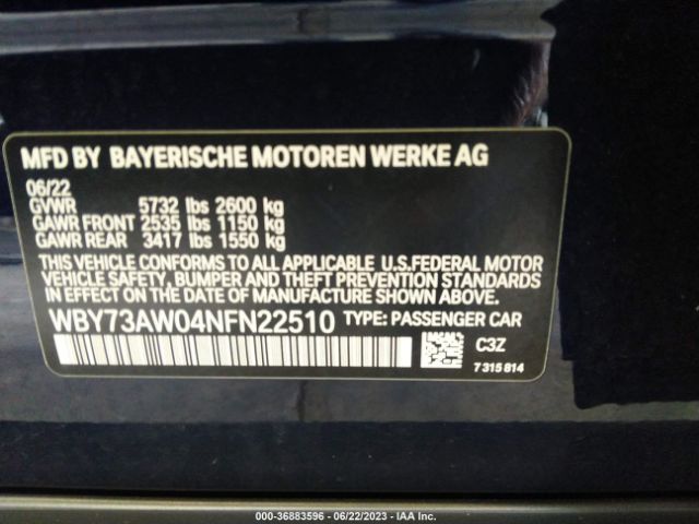 WBY73AW04NFN22510 BMW I4 Edrive40