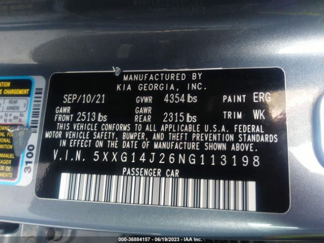 5XXG14J26NG113198 KIA K5 LXS