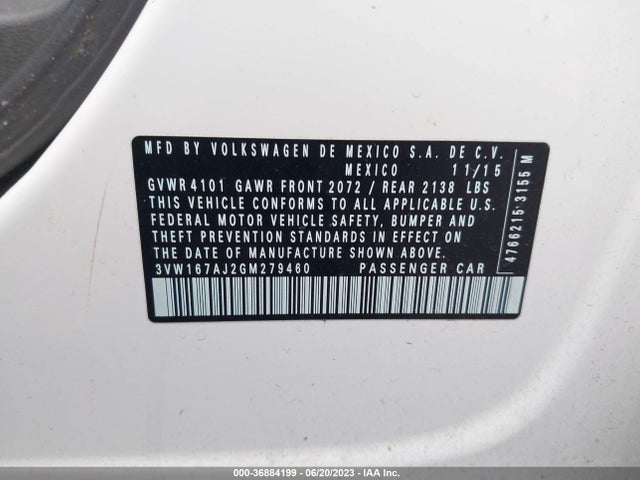 3VW167AJ2GM279460 Volkswagen Jetta Sedan 1.4t S