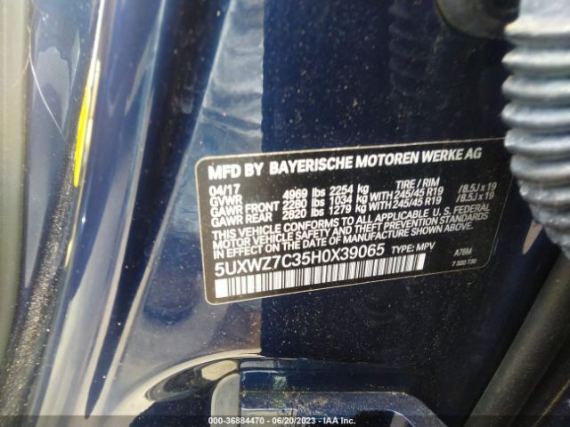 5UXWZ7C35H0X39065 BMW X3 Sdrive28i