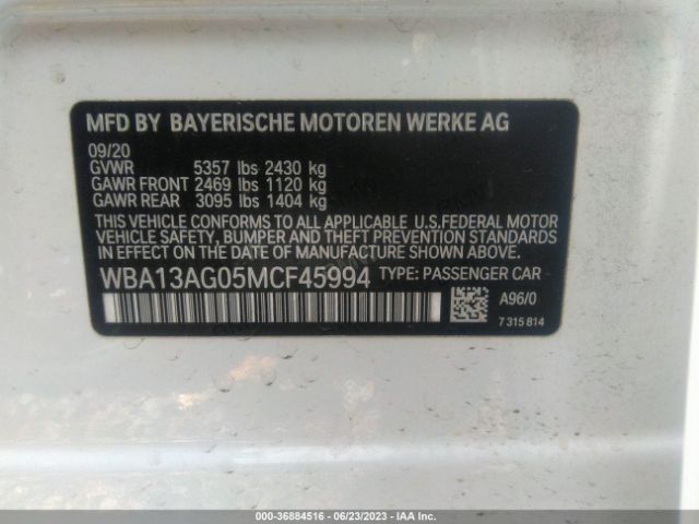 WBA13AG05MCF45994 BMW 530e