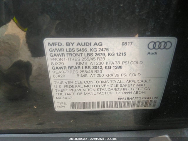WA1BNAFY2J2041100 Audi Q5 Premium Plus
