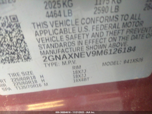 Chevrolet Equinox Premier 2021 2GNAXNEV9M6126184 Image 16