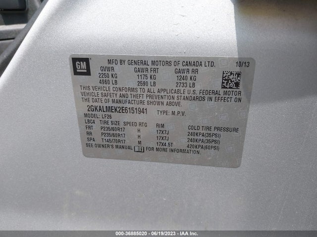 GMC Terrain Sle 2014 2GKALMEK2E6151941 Image 9