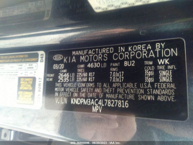 KNDPM3AC4L7827816 KIA Sportage Lx