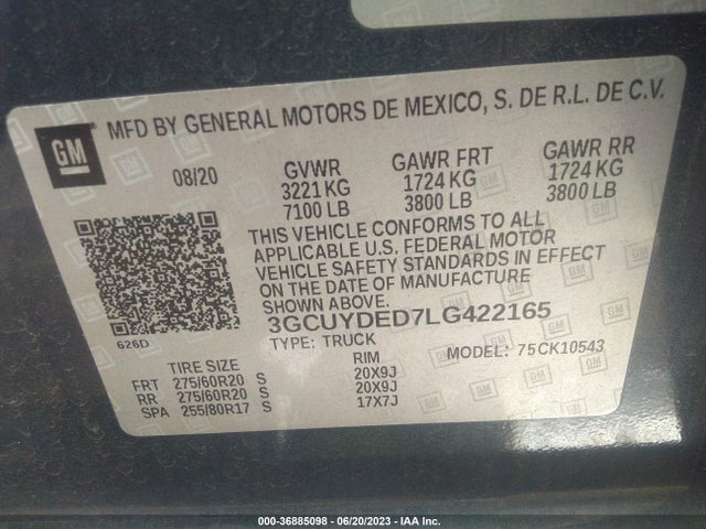 Chevrolet Silverado 1500 Lt 2020 3GCUYDED7LG422165 Image 9