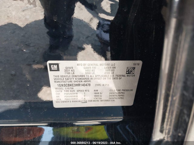 Chevrolet Tahoe Lt 2017 1GNSCBKC3HR140478 Image 9