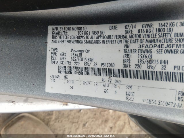 Ford FIESTA SE 2015 3FADP4EJ6FM115526 Image 9