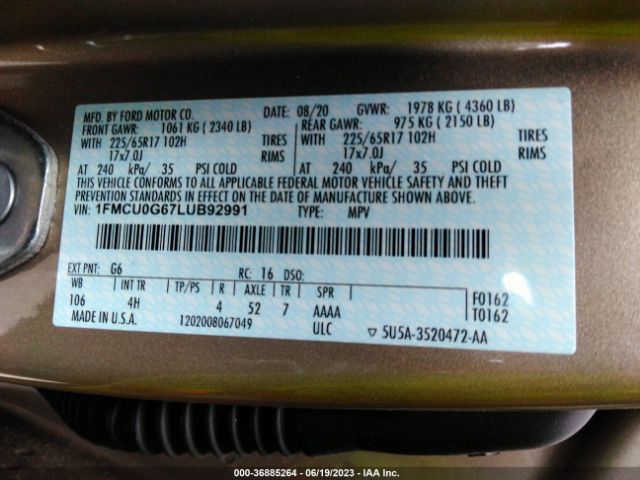 2020 FORD ESCAPE 1FMCU0G67LUB92991 Photo 8