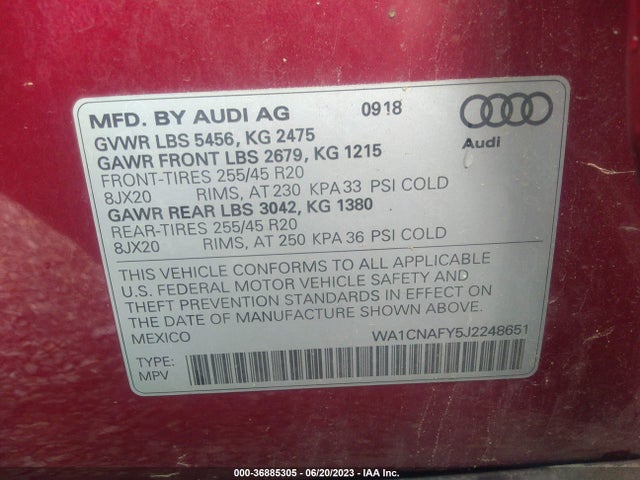 WA1CNAFY5J2248651 Audi Q5 Prestige/tech Prestige