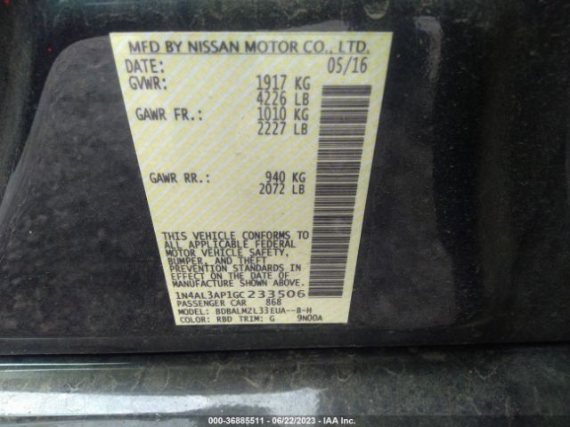 1N4AL3AP1GC233506 Nissan Altima 2.5 Sv