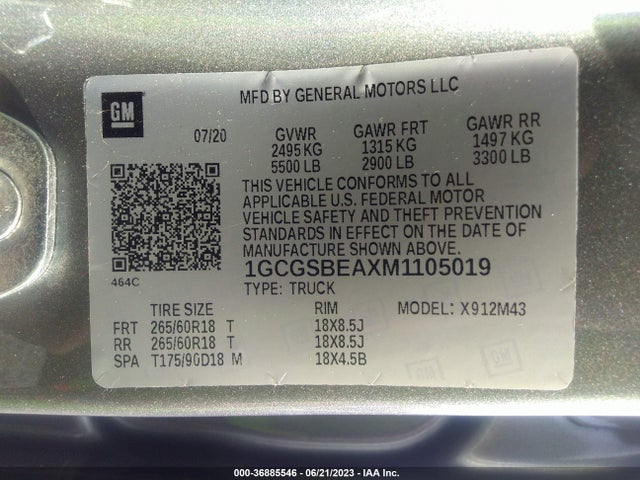 Chevrolet Colorado 2wd Work Truck 2021 1GCGSBEAXM1105019 Image 9