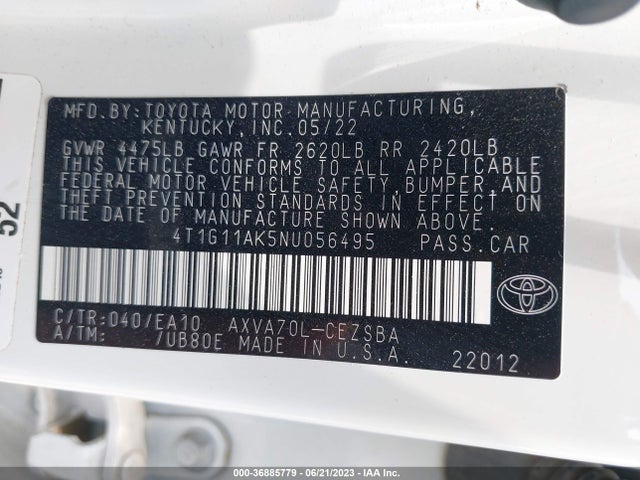Toyota CAMRY SE 2022 4T1G11AK5NU056495 Image 15