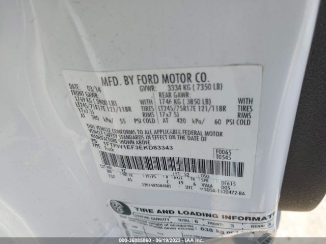 1FTFW1EF3EKD83343 Ford F-150 Xl/xlt/stx/fx4/lariat