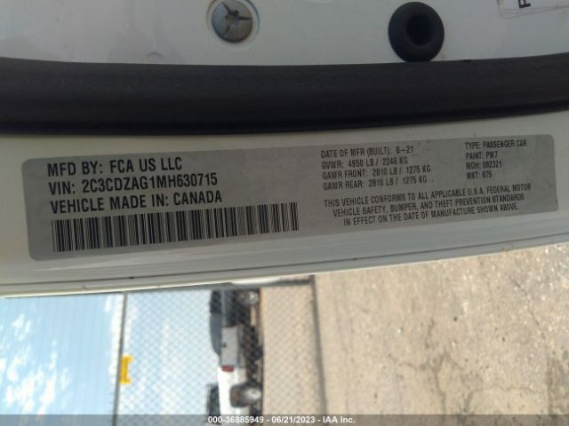 2C3CDZAG1MH630715 Dodge Challenger Sxt