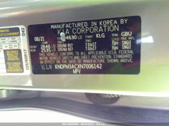 KNDPM3ACXN7006142 KIA Sportage Lx
