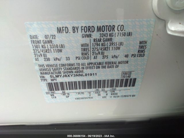 5LMYJ8XY3NNL01911 Lincoln Aviator Grand Touring