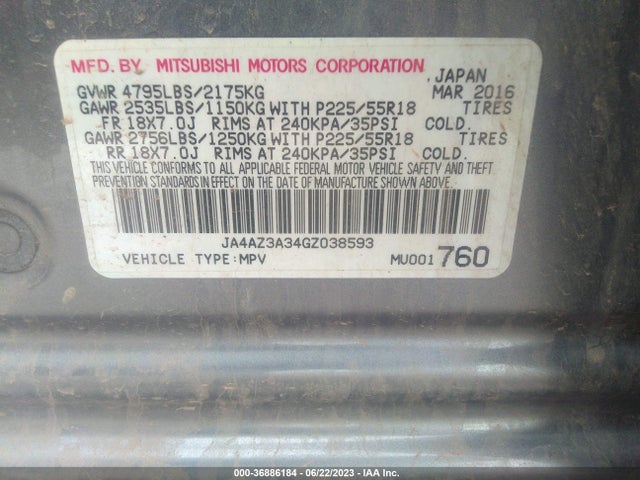 JA4AZ3A34GZ038593 Mitsubishi Outlander Es