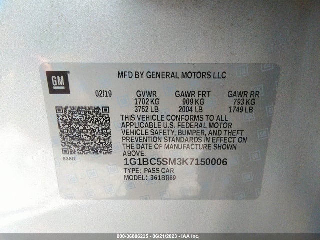 Chevrolet CRUZE LS 2019 1G1BC5SM3K7150006 Image 9