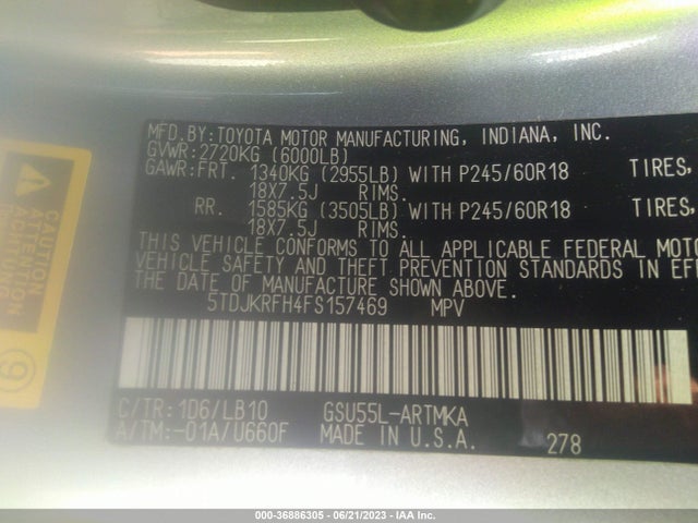 Toyota Highlander Xle 2015 5TDJKRFH4FS157469 Image 15