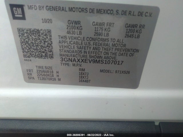 Chevrolet Equinox Premier 2021 3GNAXXEV9MS107017 Image 15