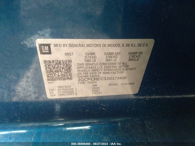 2018 CHEVROLET SILVERADO 1500 LT VIN: 3GCPCREC3JG173456