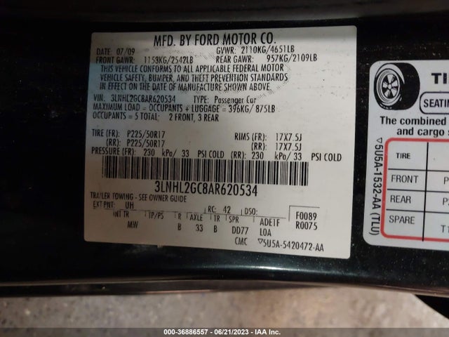 2010 LINCOLN MKZ VIN: 3LNHL2GC8AR620534