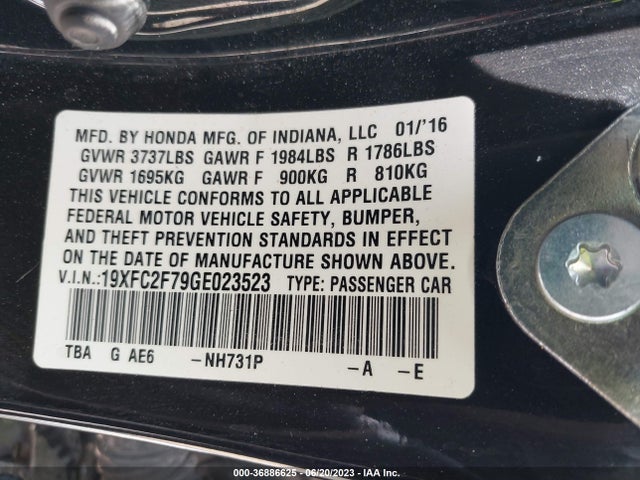 Honda Civic Sedan Ex 2016 19XFC2F79GE023523 Image 16