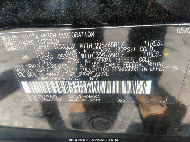 2006 TOYOTA RAV4 LIMITED VIN: JTMBK31V065008173