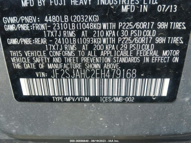 JF2SJAHC2EH479168 Subaru Forester 2.5i Limited