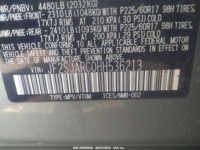 JF2SJARC0HH536213 Subaru Forester Limited
