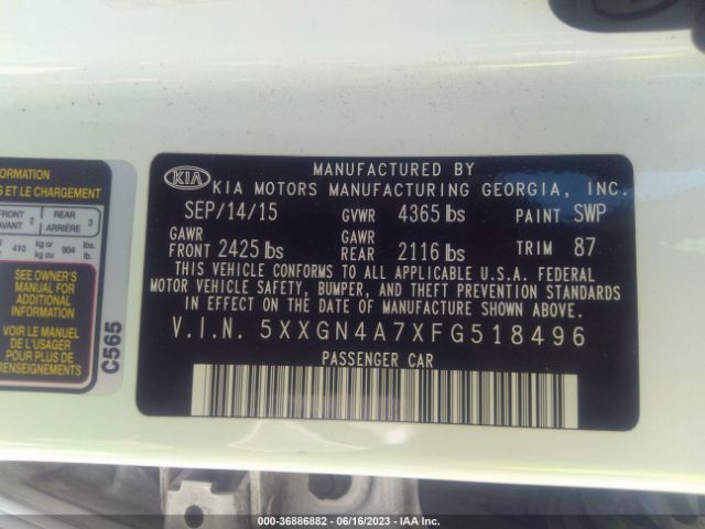 5XXGN4A7XFG518496 KIA OPTIMA EX