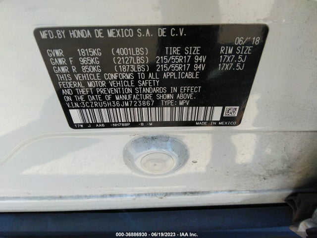 Honda HR-V LX 2018 3CZRU5H36JM723867 Image 9