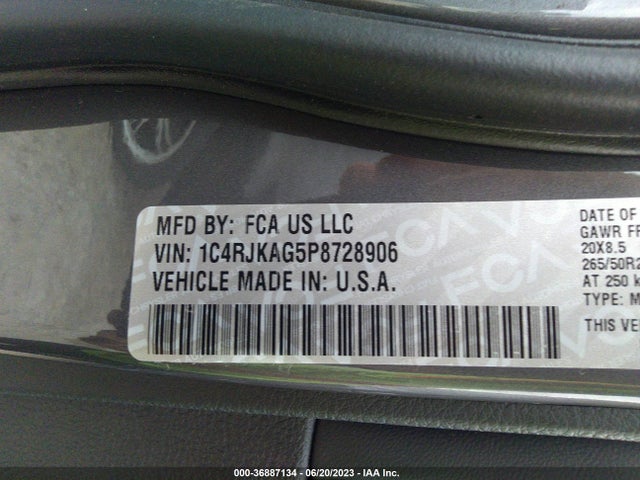 1C4RJKAG5P8728906 Jeep Grand Cherokee L Altitude