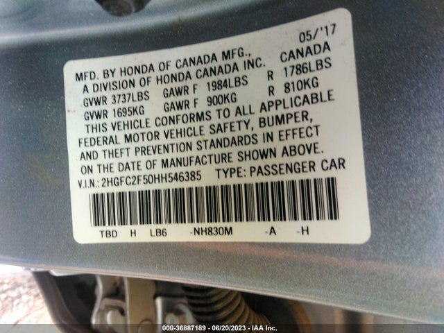 Honda Civic Sedan Lx 2017 2HGFC2F50HH546385 Image 9