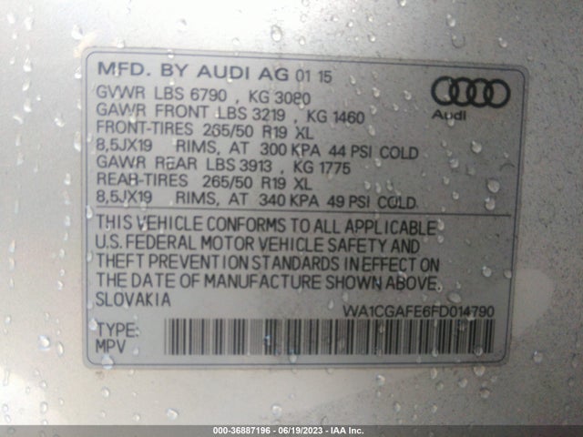 Audi Q7 3.0t Premium 2015 WA1CGAFE6FD014790 Image 9