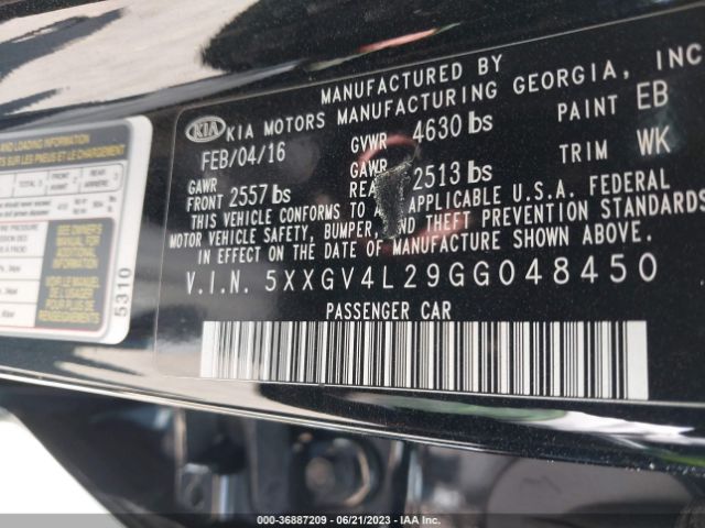 5XXGV4L29GG048450 KIA Optima Sxl Turbo