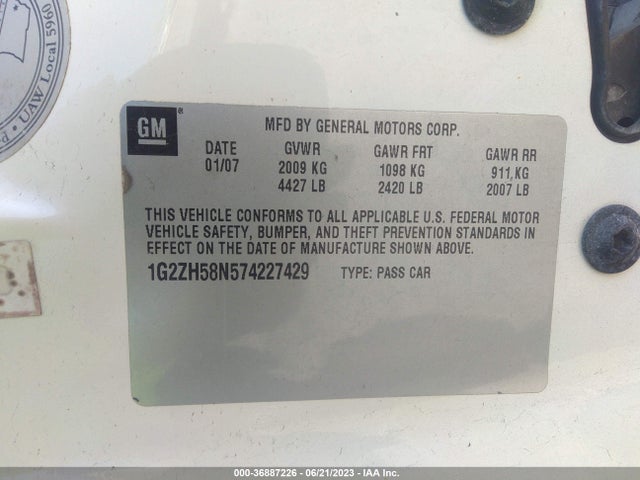 2007 PONTIAC G6 GT VIN: 1G2ZH58N574227429
