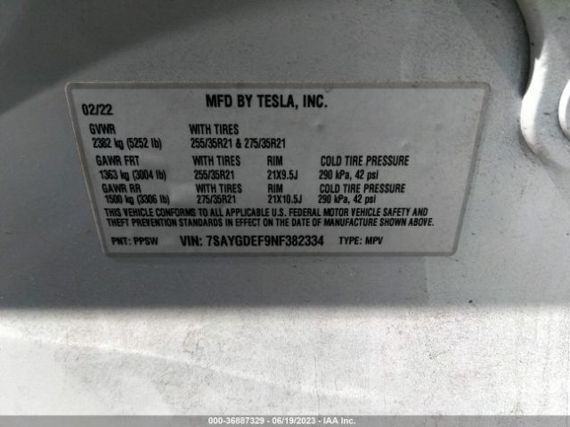 7SAYGDEF9NF382334 Tesla Model Y Performance