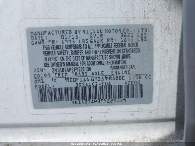 3N1AB7AP3FY224139 Nissan SENTRA S