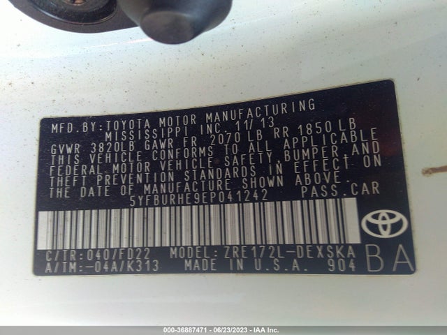 Toyota Corolla L/le/s/s Plus/le Plus 2014 5YFBURHE9EP041242 Image 9
