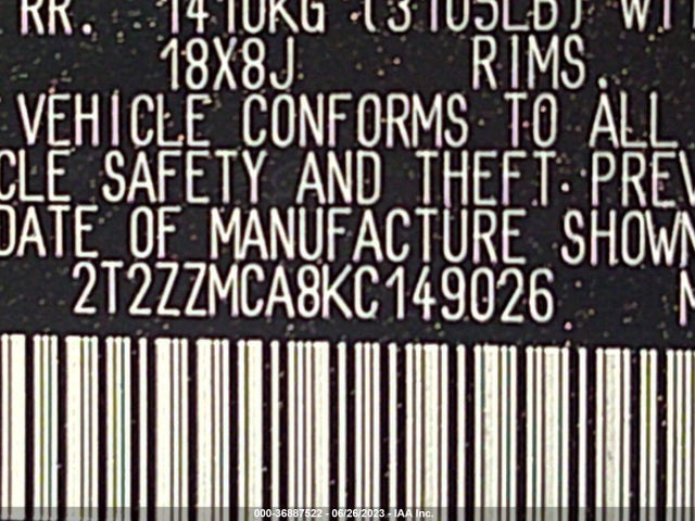 2T2ZZMCA8KC149026 Lexus Rx Rx 350