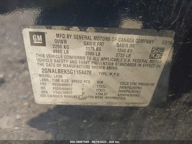 Chevrolet EQUINOX LS 2016 2GNALBEK5G1164478 Image 10